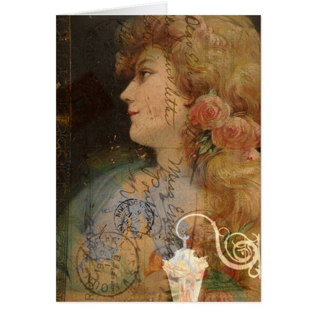Pretty Lady Vintage Digital Collage Cards (Front)