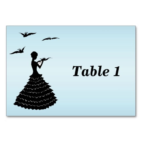 Pretty Lady With Love Letter Ornate Flying doves Table Number