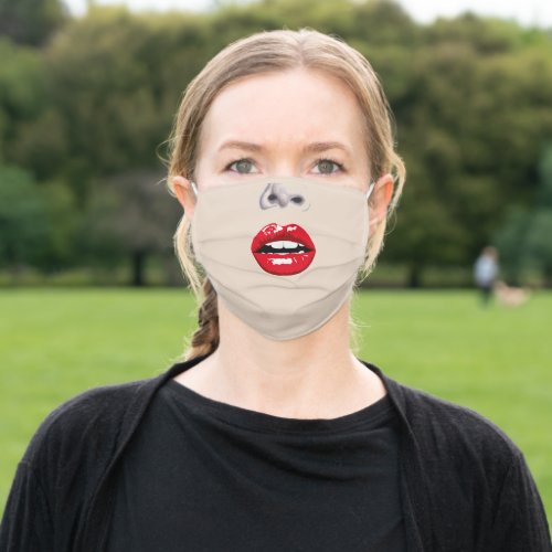 PRETTY LADY WOMAN WITH RED LIPS CLOTH MASK