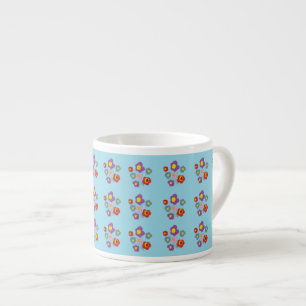 Pretty Ladybug and Flowers Light Blue Pattern Espr Espresso Cup