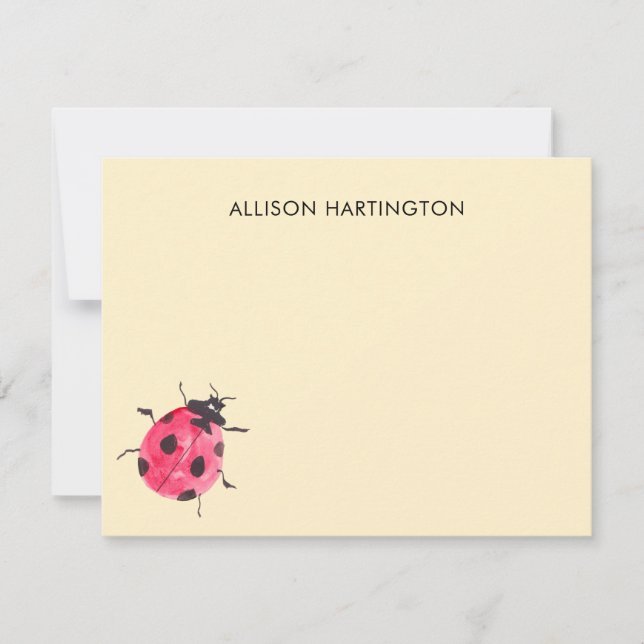 Pretty Ladybug Garden Buttercream Thank You Card (Front)