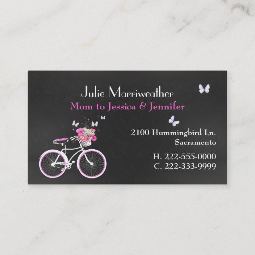 Customizable Pretty Lady's Bicycle Custom Mommy Card Business Cards