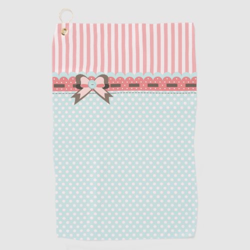 Pretty Ladys Coral and Blue Patterns Golf Towel