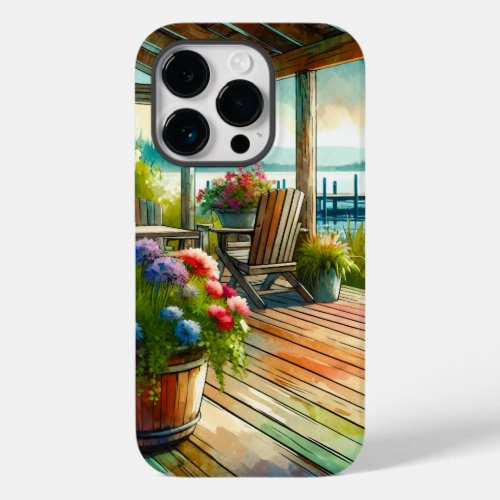 Pretty Lakehouse View Deck and Flowers Case_Mate iPhone 14 Pro Case