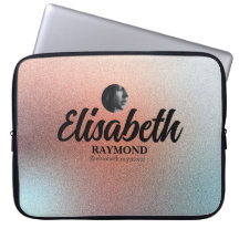 Pretty Laptop Sleeve Orange Glitter Photo and Name