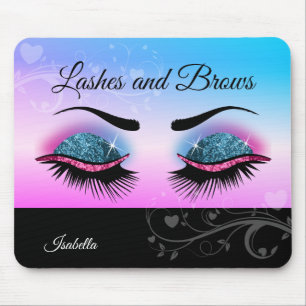 Pretty Lashes - Pink and Blue Glitter Mouse Pad