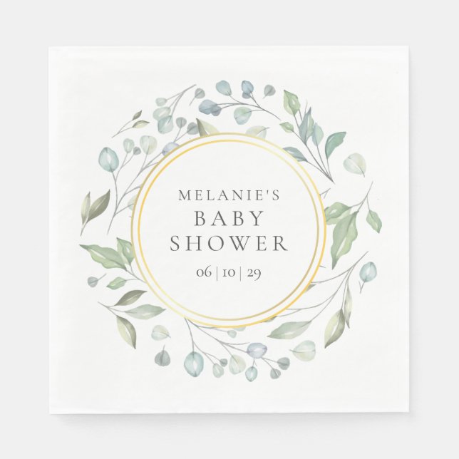 Pretty Laurel Garland Baby Shower / Sprinkle Napkins (Front)