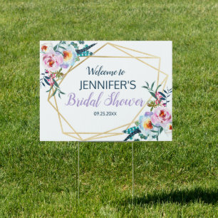 Pretty Lavender Boho Floral Bridal Shower Sign