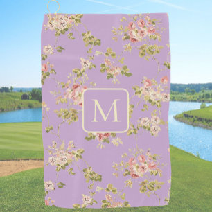 Pretty Lavender custom monogram womens floral Golf Towel