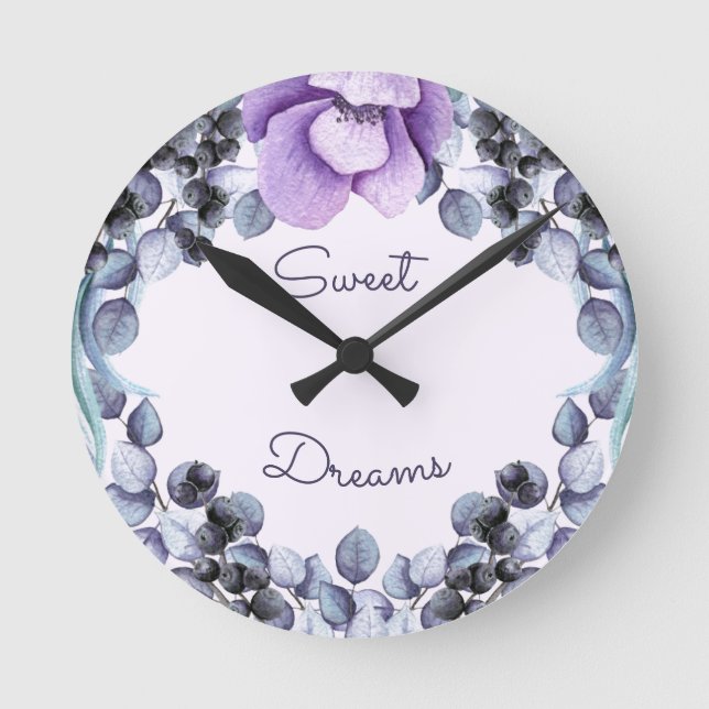 Pretty Lavender Eucalyptus Baby Nursery  Round Clock (Front)