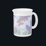 Pretty Lavender Floral Butterfly Garden Pitcher<br><div class="desc">This pretty butterfly garden has soft tones and a summery feel. Decorated with flying butterflies in a bright garden,  this makes a great gift or purchase for anyone.</div>