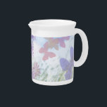 Pretty Lavender Floral Butterfly Garden Pitcher<br><div class="desc">This pretty butterfly garden has soft tones and a summery feel. Decorated with flying butterflies in a bright garden,  this makes a great gift or purchase for anyone.</div>