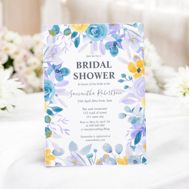 Pretty lavender floral watercolor bridal shower invitation (Pretty lavender floral watercolor bridal shower invitation)