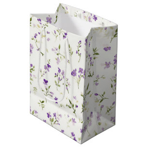 Pretty Lavender Flowers Birthday Medium Gift Bag