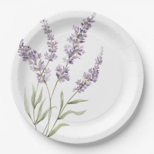 Pretty Lavender Flowers Birthday Paper Plates
