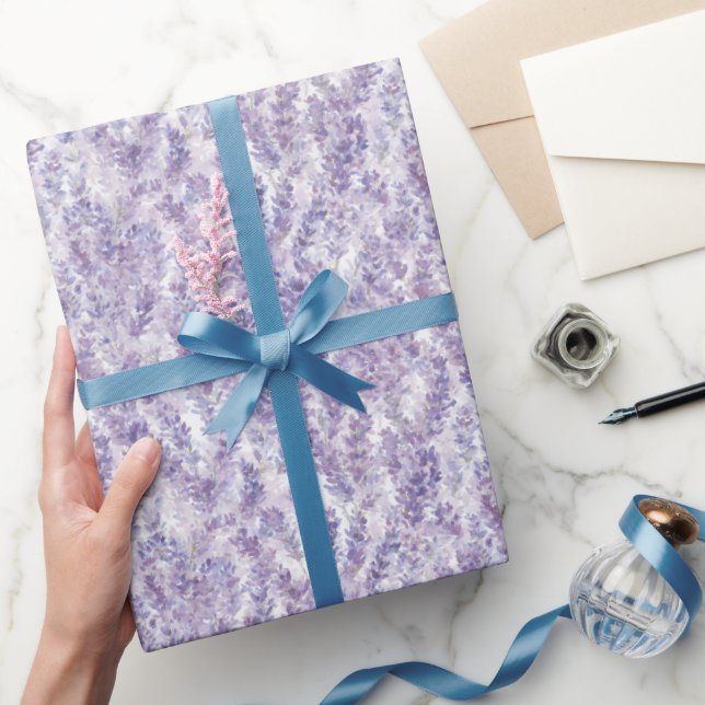 Pretty Lavender Flowers Birthday Wrapping Paper (Gifting)