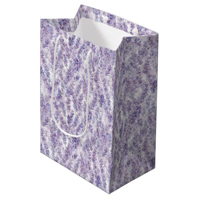Pretty Lavender Flowers Bridal Shower   Medium Gift Bag (Front Angled)