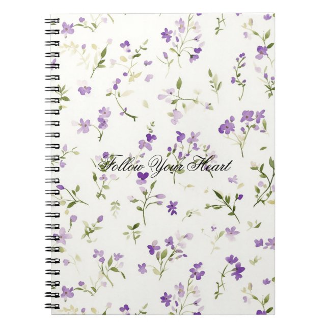 Pretty Lavender Flowers Notebook (Front)