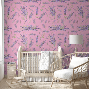 Pretty Lavender Flowers on Pink Background Wallpaper