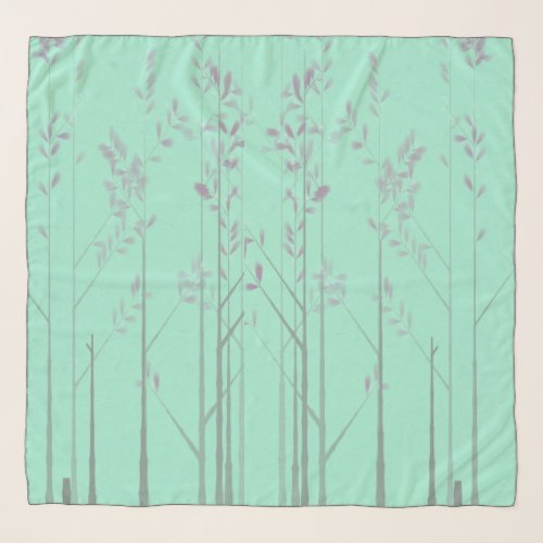 Pretty Lavender Mint Tree Forest Artistic Scarf