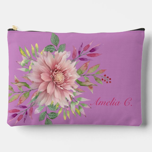 Pretty Lavender & Pink Floral Cosmetic Bag (Front)