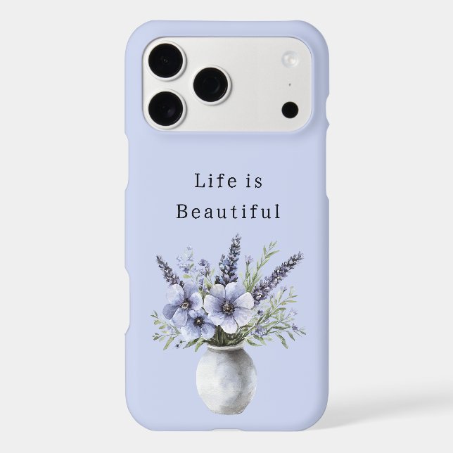 Pretty Lavender Purple Flowers in Vase iPhone Case (Back)