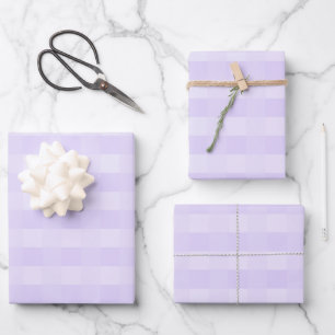 Pretty Lavender Purple Gingham Pattern Wrapping Paper Sheets