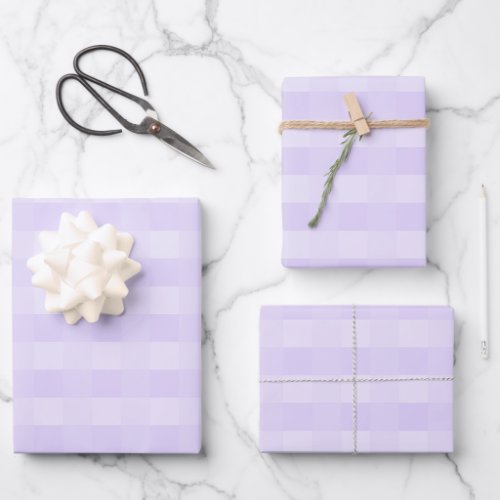 Pretty Lavender Purple Gingham Pattern Wrapping Paper Sheets