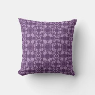 Pretty Lavender Purple Lace Pattern Monogrammed Throw Pillow