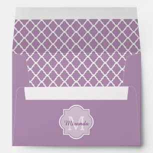 Pretty Lavender Purple Quatrefoil Monogrammed Name Envelope
