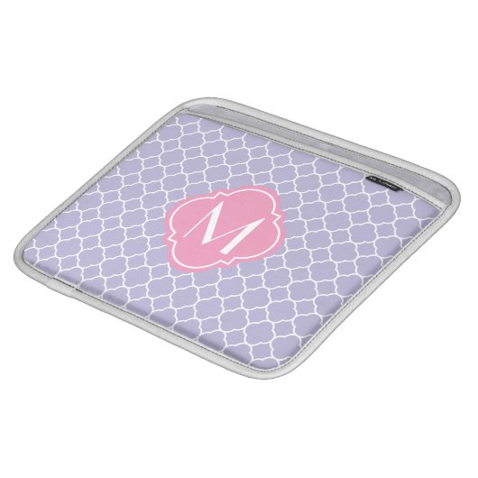 Pretty Lavender Quatrefoil Pattern Sleeve For iPads (Front Bottom)