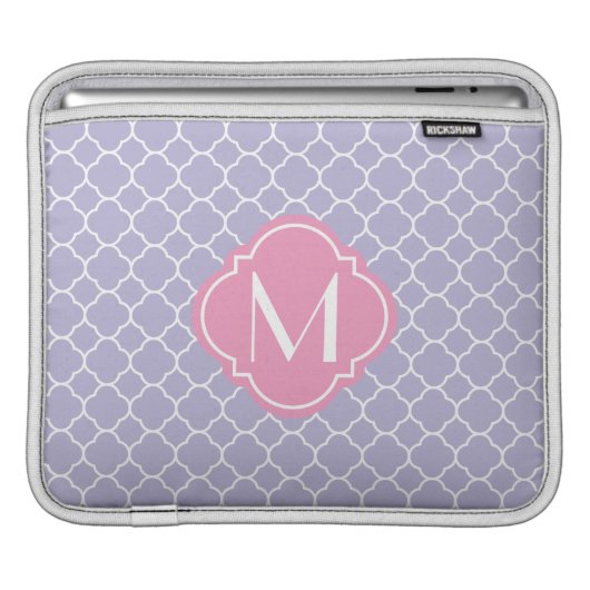 Pretty Lavender Quatrefoil Pattern Sleeve For iPads (Front Device)