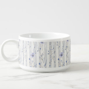 Pretty Lavender White Floral Stripes Bridal Shower Bowl