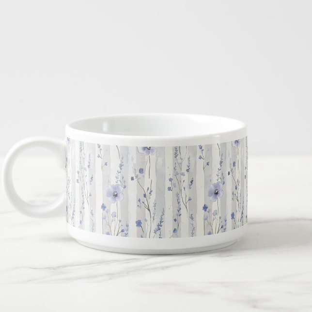 Pretty Lavender White Floral Stripes Bridal Shower Bowl (Right)