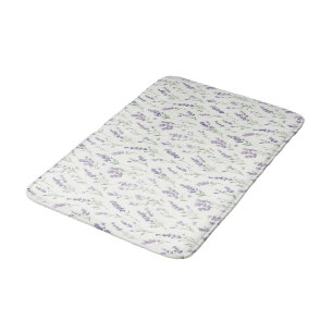 Pretty Lavender White Flowers Bridal Shower Bath Mat