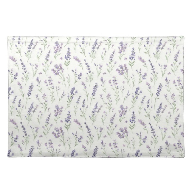 Pretty Lavender White Flowers Bridal Shower Cloth Placemat (Front)