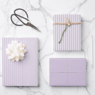 Pretty Lavender White Stripes Bridal Shower Wrapping Paper Sheets