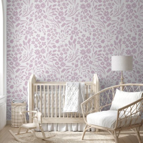 Pretty Lavender Wildflowers Nursery Kids Room Wallpaper