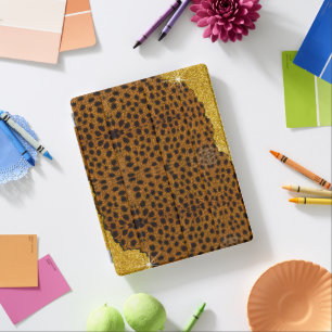 Pretty Leather Cheetah Animal Print With Glitter iPad Smart Cover