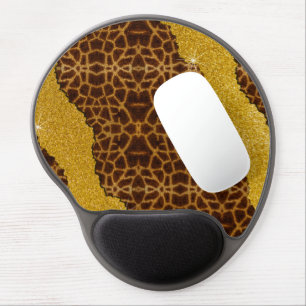 Pretty Leather Giraffe Animal Print With Glitter Gel Mouse Pad