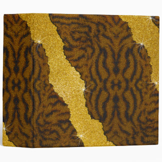 Pretty Leather Tiger Animal Print With Glitter 3 Ring Binder