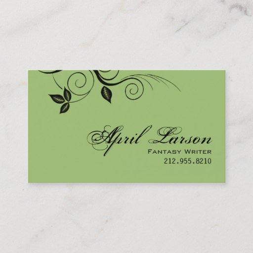 Customizable Pretty Leaves 1 - Writer Business Card template