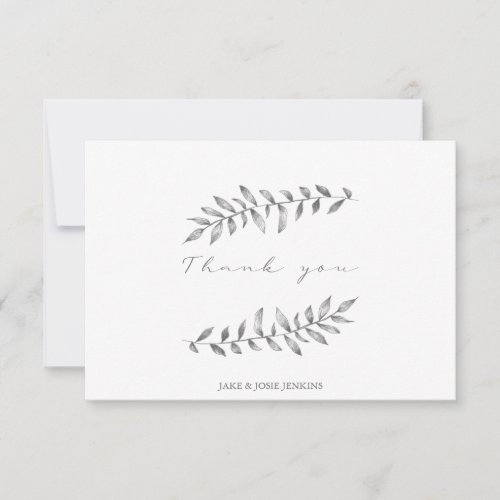 Pretty leaves wedding thank you card