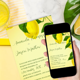 Pretty Lemon Bright Yellow Citrus Wedding Invitati Invitation