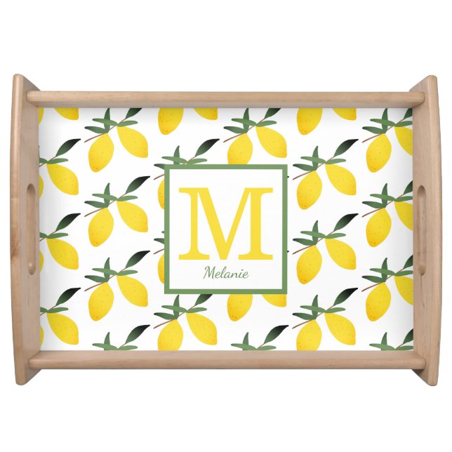 Pretty Lemon Monogram  Serving Tray (Front)