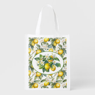 Pretty Lemon Tree Watercolor  Grocery Bag
