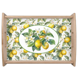 Pretty Lemon Tree Watercolor Serving Tray