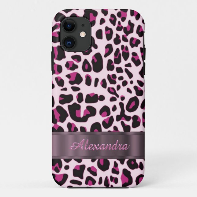 Pretty leopard animal print personalized Case-Mate iPhone case (Back)