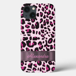 Pretty leopard animal print personalized iPhone 13 case