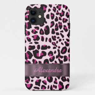 Pretty leopard animal print personalized iPhone 11 case
